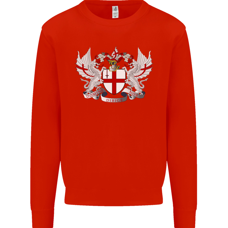 London Coat of Arms England St Georges Day Mens Sweatshirt Jumper Bright Red