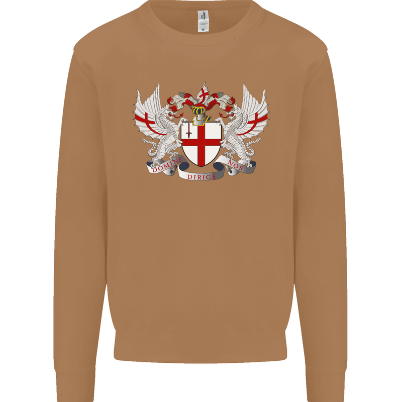 London Coat of Arms England St Georges Day Mens Sweatshirt Jumper Caramel Latte