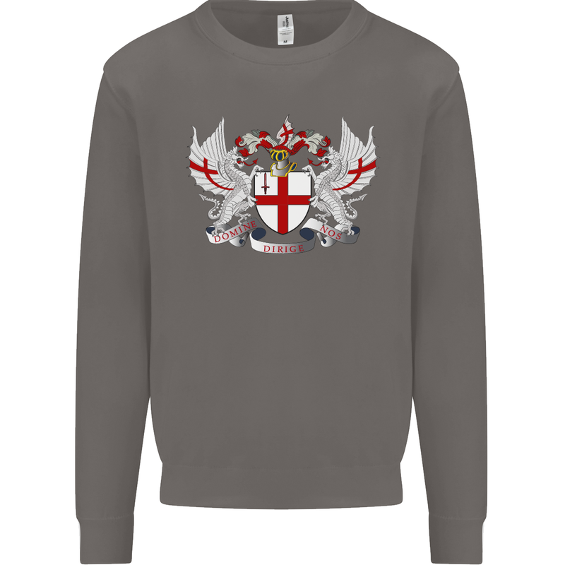 London Coat of Arms England St Georges Day Mens Sweatshirt Jumper Charcoal