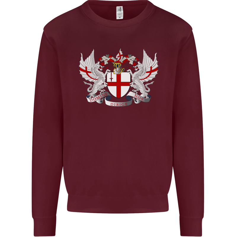 London Coat of Arms England St Georges Day Mens Sweatshirt Jumper Maroon