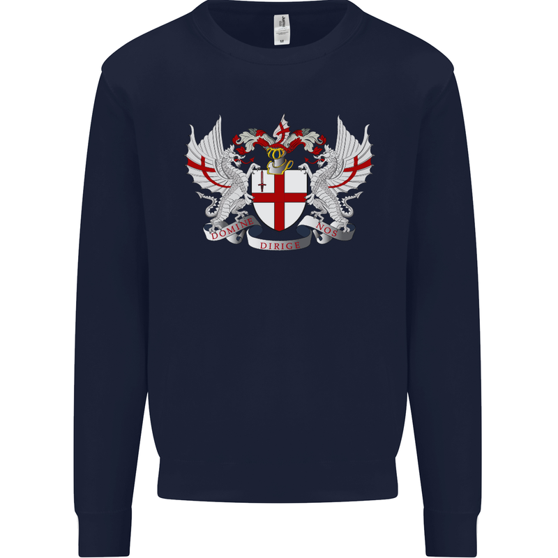 London Coat of Arms England St Georges Day Mens Sweatshirt Jumper Navy Blue