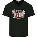 London Coat of Arms England St Georges Day Mens V-Neck Cotton T-Shirt Black
