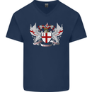 London Coat of Arms England St Georges Day Mens V-Neck Cotton T-Shirt Navy Blue