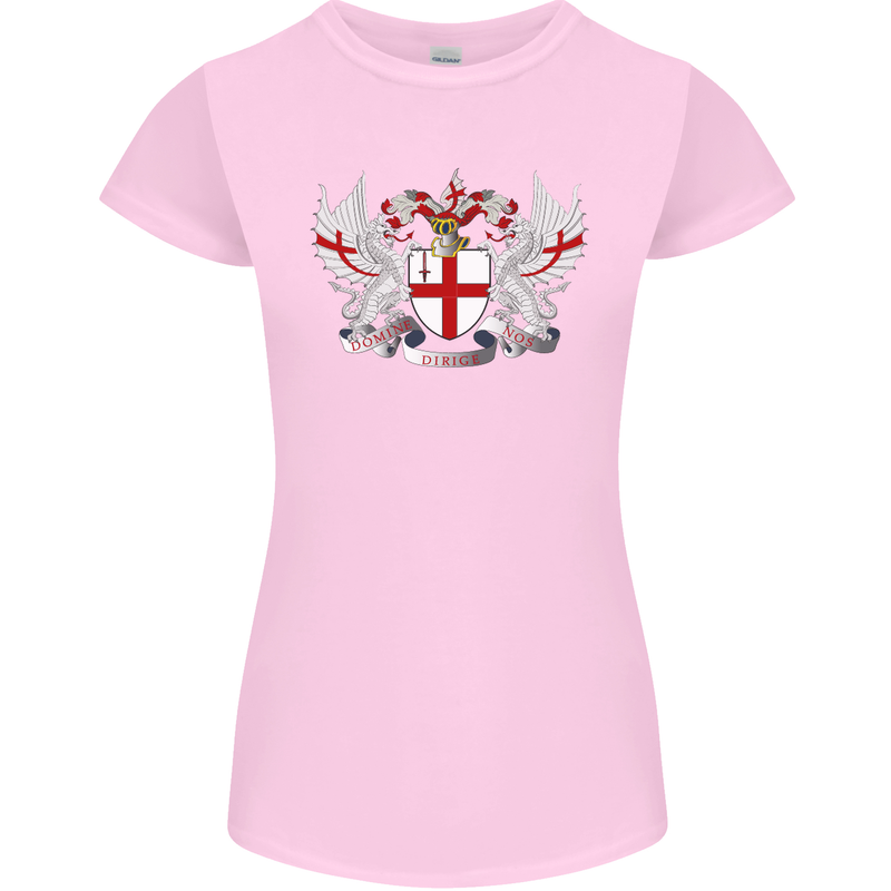 London Coat of Arms England St Georges Day Womens Petite Cut T-Shirt Light Pink