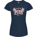 London Coat of Arms England St Georges Day Womens Petite Cut T-Shirt Navy Blue
