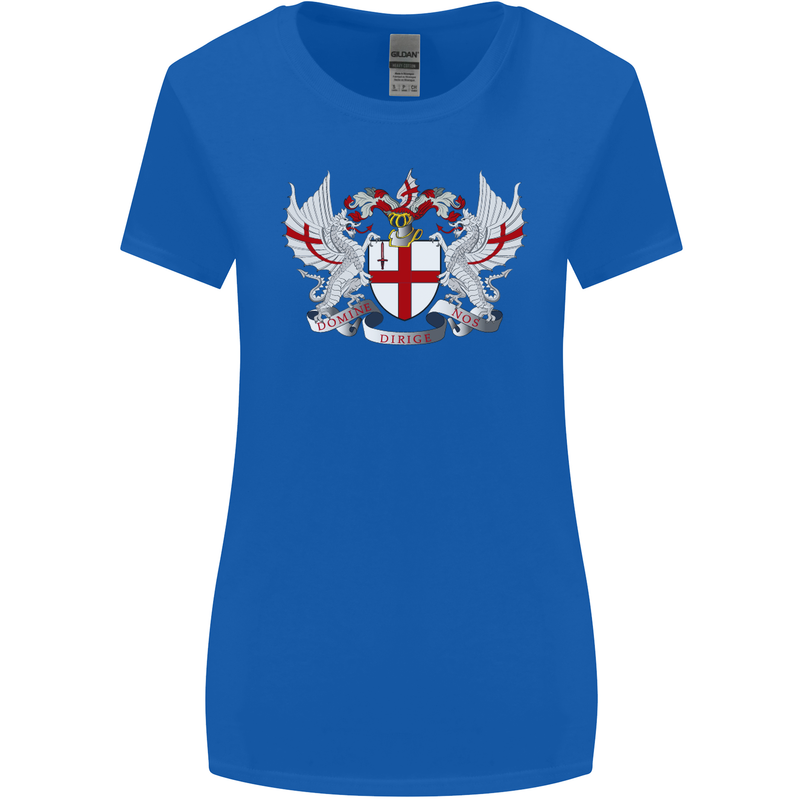 London Coat of Arms England St Georges Day Womens Wider Cut T-Shirt Royal Blue