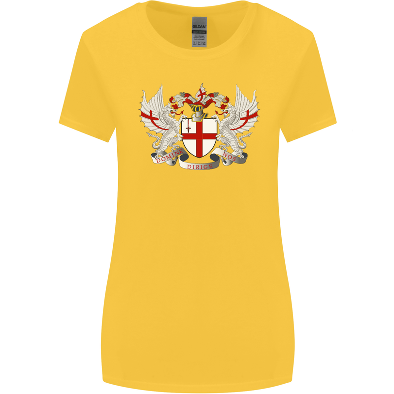 London Coat of Arms England St Georges Day Womens Wider Cut T-Shirt Yellow