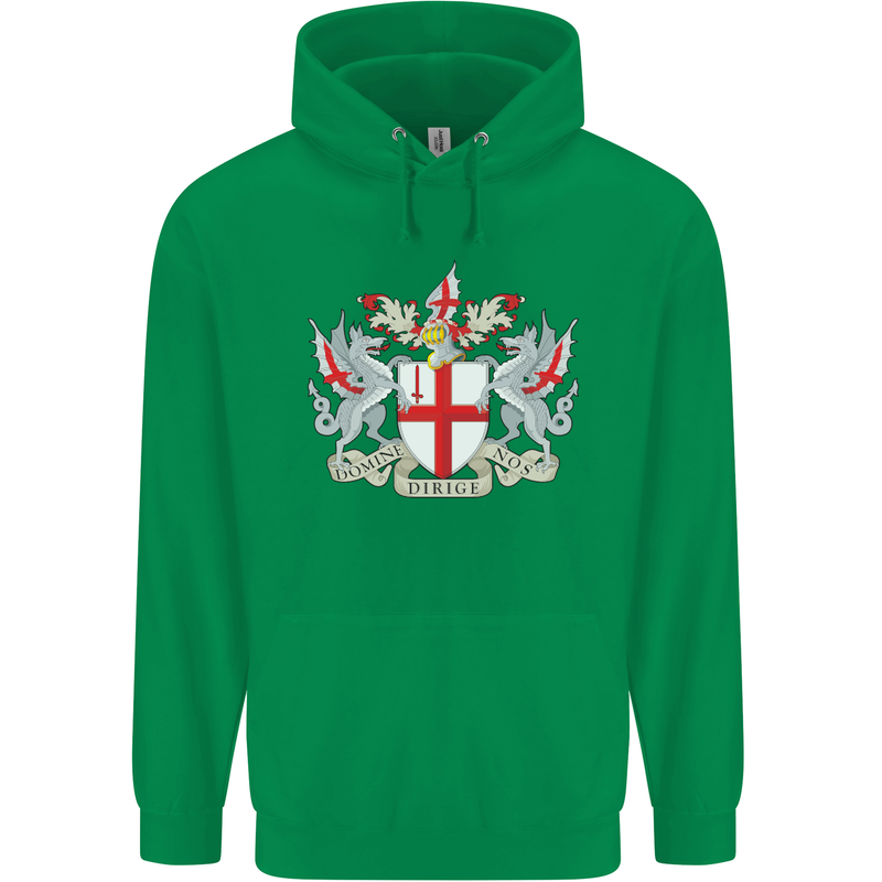 London Coat of Arms St Georges Day England Childrens Kids Hoodie Irish Green