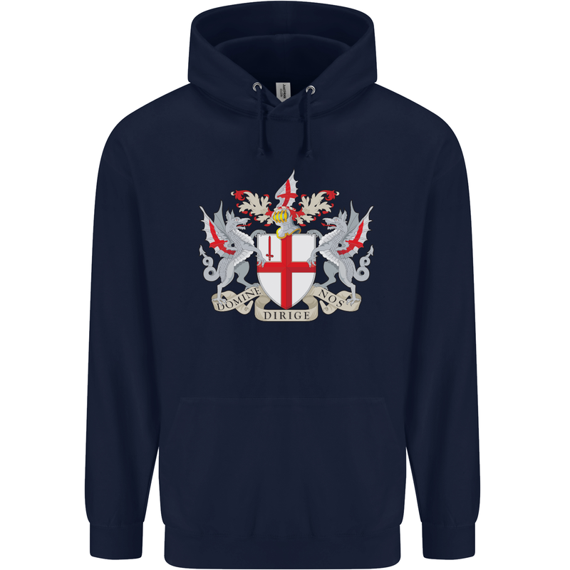 London Coat of Arms St Georges Day England Childrens Kids Hoodie Navy Blue