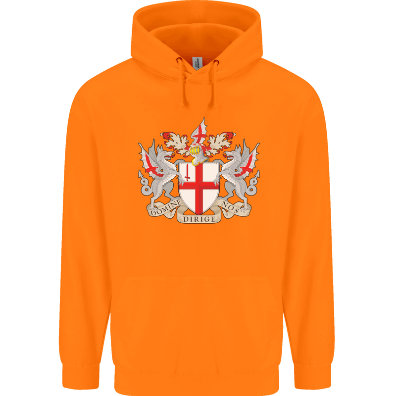 London Coat of Arms St Georges Day England Childrens Kids Hoodie Orange