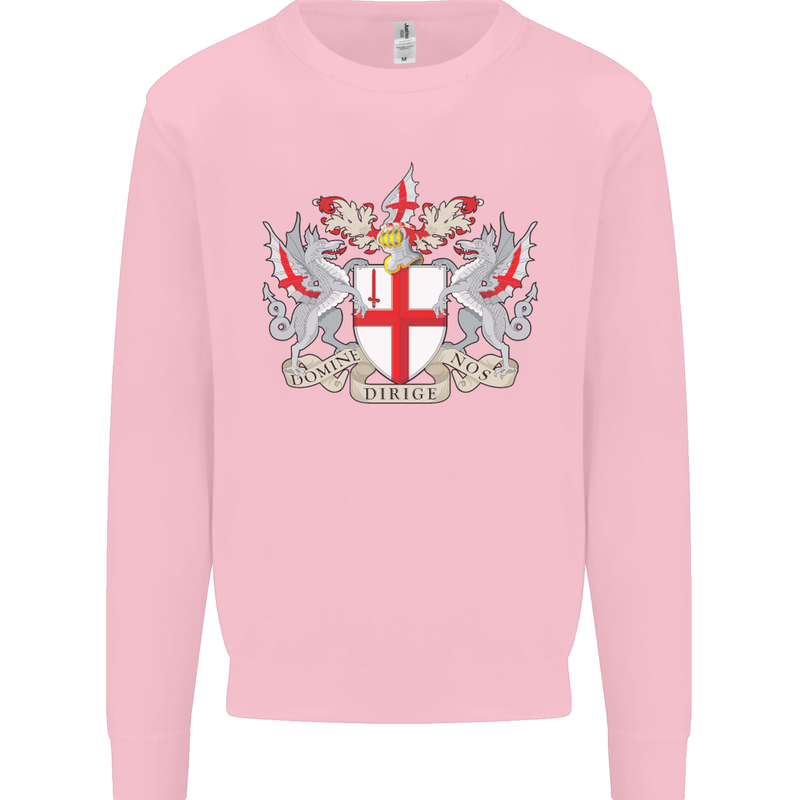 London Coat of Arms St Georges Day England Kids Sweatshirt Jumper Light Pink