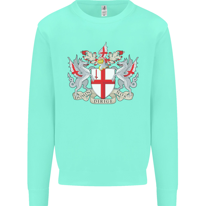 London Coat of Arms St Georges Day England Kids Sweatshirt Jumper Peppermint