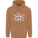 London Coat of Arms St Georges Day England Mens 80% Cotton Hoodie Caramel Latte