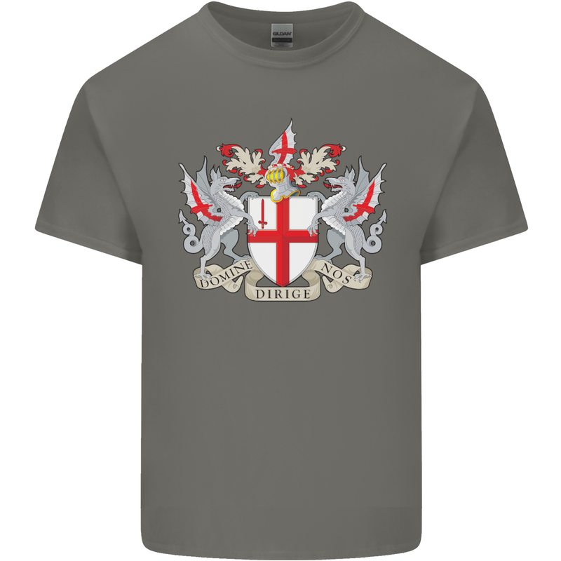 London Coat of Arms St Georges Day England Mens Cotton T-Shirt Tee Top Charcoal