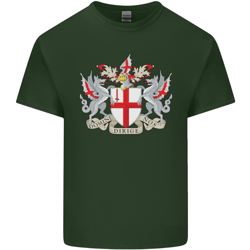 London Coat of Arms St Georges Day England Mens Cotton T-Shirt Tee Top Forest Green