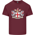 London Coat of Arms St Georges Day England Mens Cotton T-Shirt Tee Top Maroon