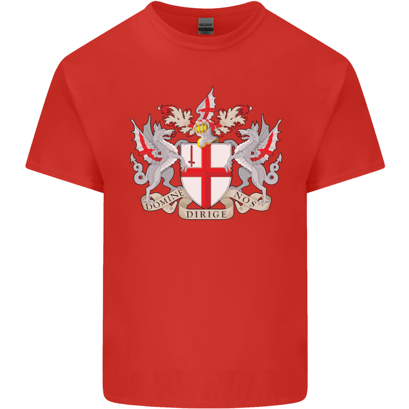 London Coat of Arms St Georges Day England Mens Cotton T-Shirt Tee Top Red