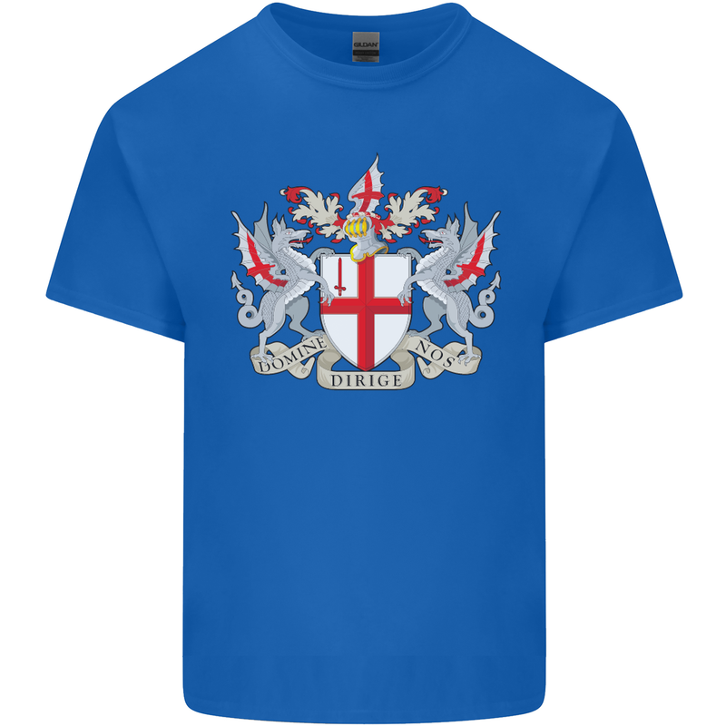 London Coat of Arms St Georges Day England Mens Cotton T-Shirt Tee Top Royal Blue