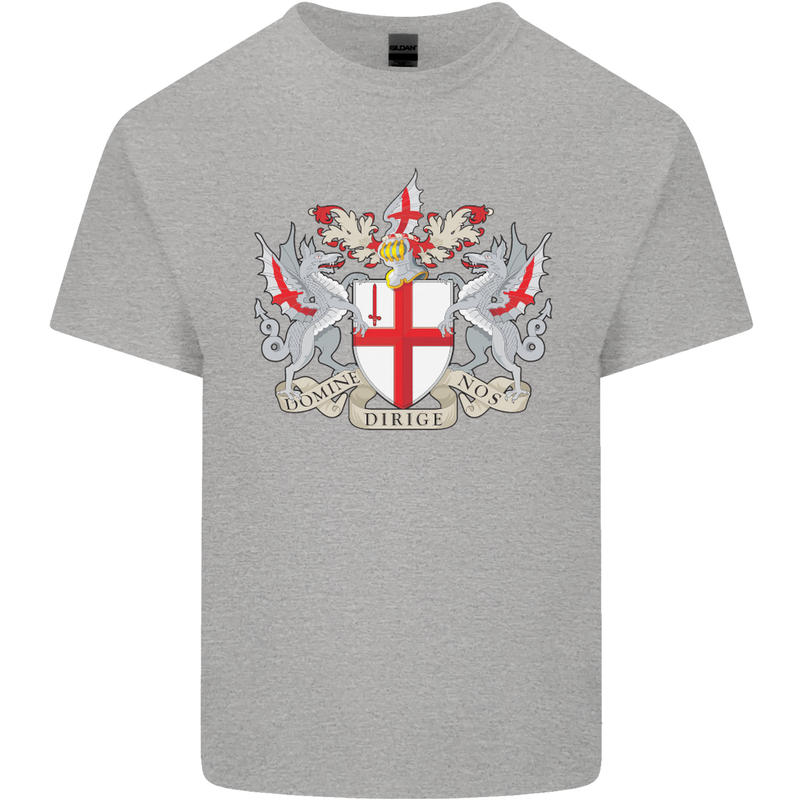 London Coat of Arms St Georges Day England Mens Cotton T-Shirt Tee Top Sports Grey
