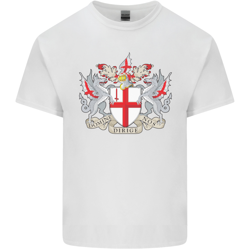 London Coat of Arms St Georges Day England Mens Cotton T-Shirt Tee Top White