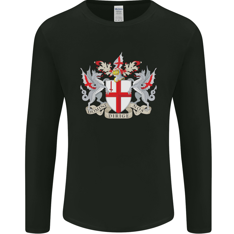 London Coat of Arms St Georges Day England Mens Long Sleeve T-Shirt Black