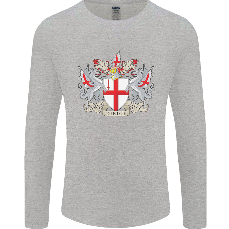 London Coat of Arms St Georges Day England Mens Long Sleeve T-Shirt Sports Grey