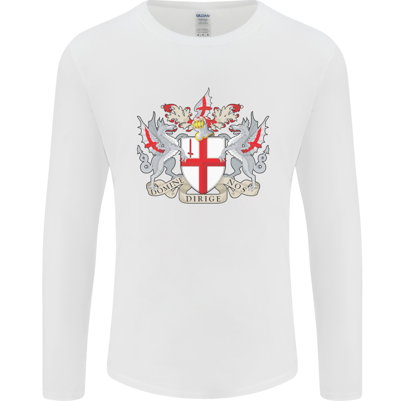 London Coat of Arms St Georges Day England Mens Long Sleeve T-Shirt White