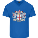 London Coat of Arms St Georges Day England Mens V-Neck Cotton T-Shirt Royal Blue