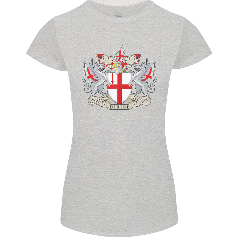 London Coat of Arms St Georges Day England Womens Petite Cut T-Shirt Sports Grey