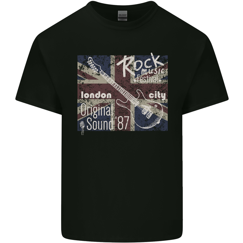 London Rock Gig Retro Guitar Flyer Kids T-Shirt Childrens Black