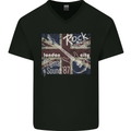 London Rock Gig Retro Guitar Flyer Mens V-Neck Cotton T-Shirt Black