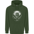Lone Wolf In the Moonlight Childrens Kids Hoodie Forest Green