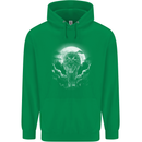Lone Wolf In the Moonlight Childrens Kids Hoodie Irish Green