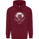 Lone Wolf In the Moonlight Childrens Kids Hoodie Maroon