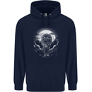 Lone Wolf In the Moonlight Childrens Kids Hoodie Navy Blue