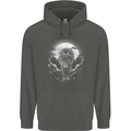 Lone Wolf In the Moonlight Childrens Kids Hoodie Storm Grey
