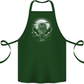 Lone Wolf In the Moonlight Cotton Apron 100% Organic Forest Green