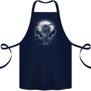 Lone Wolf In the Moonlight Cotton Apron 100% Organic Navy Blue