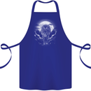 Lone Wolf In the Moonlight Cotton Apron 100% Organic Royal Blue