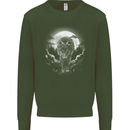 Lone Wolf In the Moonlight Kids Sweatshirt Jumper Forest Green