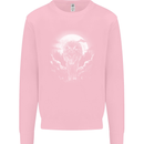 Lone Wolf In the Moonlight Kids Sweatshirt Jumper Light Pink