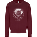 Lone Wolf In the Moonlight Kids Sweatshirt Jumper Maroon