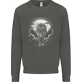 Lone Wolf In the Moonlight Kids Sweatshirt Jumper Storm Grey