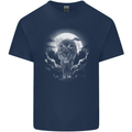 Lone Wolf In the Moonlight Kids T-Shirt Childrens Navy Blue