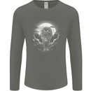 Lone Wolf In the Moonlight Mens Long Sleeve T-Shirt Charcoal