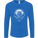 Lone Wolf In the Moonlight Mens Long Sleeve T-Shirt Royal Blue