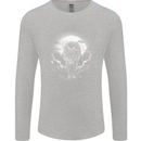 Lone Wolf In the Moonlight Mens Long Sleeve T-Shirt Sports Grey