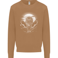 Lone Wolf In the Moonlight Mens Sweatshirt Jumper Caramel Latte