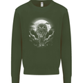 Lone Wolf In the Moonlight Mens Sweatshirt Jumper Forest Green