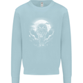 Lone Wolf In the Moonlight Mens Sweatshirt Jumper Light Blue